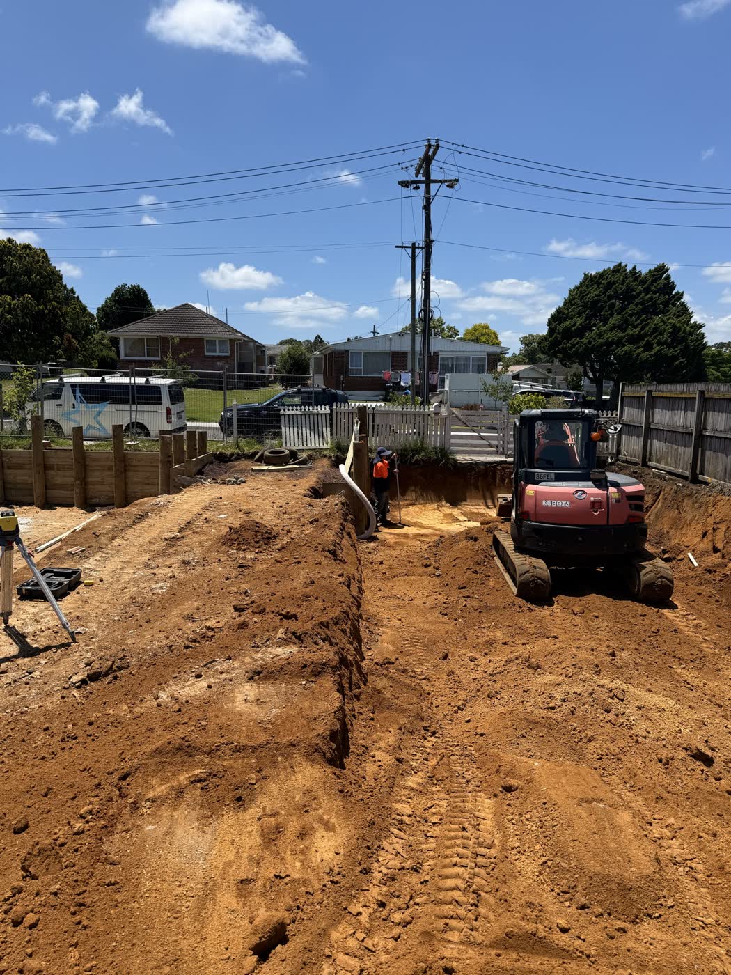 Cut and fill earthworks with excavator